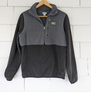 LL Bean Gray Black Colorblock Pullover Quarter Zip Fleece Sweatshirt Size XS
